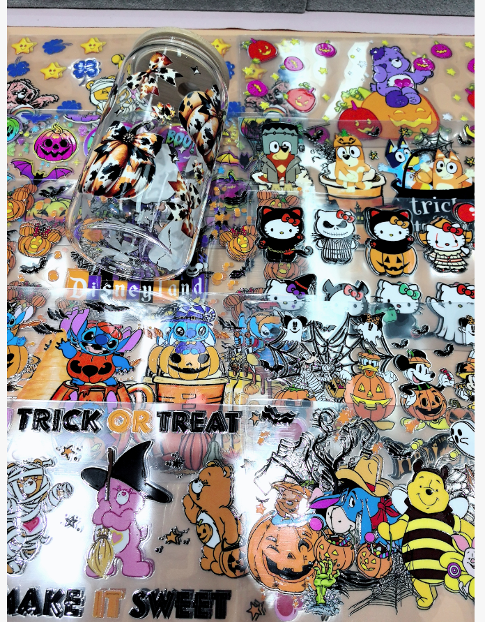 Wholesale Halloween 16oz Cup UV DTF Stickers Random 10pcs/20pcs/50pcs Wraps for DIY Craft Halloween Festival  Wraps
